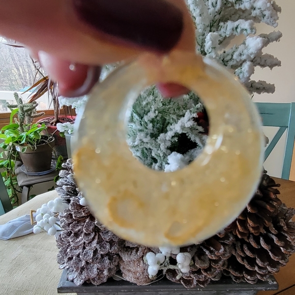 Resin earrings.  Gold in color, silver hardware - Picture 2 of 6